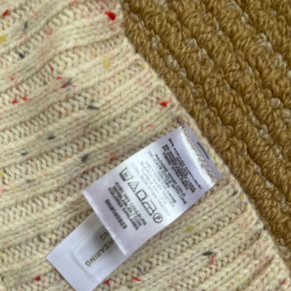 Ann Taylor Loft Flecked Pull over Cream Base Turtleneck Poncho Size M/L NWT - Picture 12 of 12